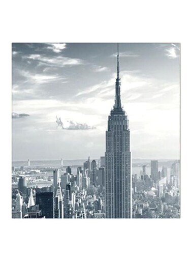 Manhattan Skyline Printed MDF Wall Art Painting Grey/White 30x30cm