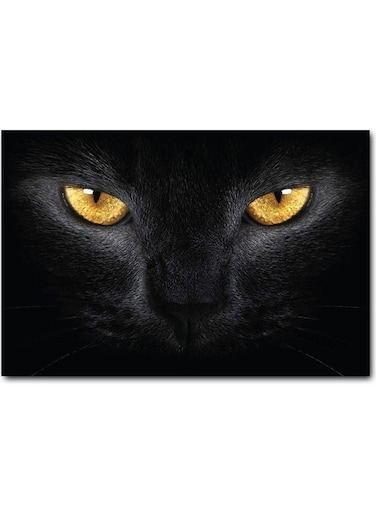 Cat Printed Wall Art Black/Yellow 40x60cm