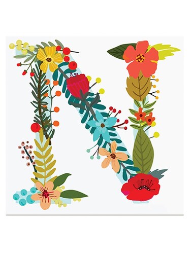 Alphabet N Themed Wall Art Red/Blue/Yellow 30x30cm