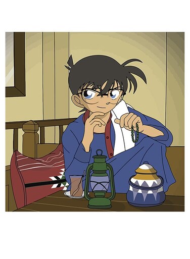 Conan Themed Decorative Wall Art Blue/Beige/Grey 30x30cm