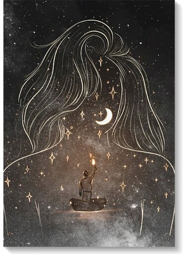Space Woman Themed Wall Art Painting Multicolour 40x60cm