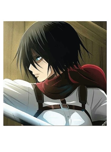 Attack On Titan Printed Wall Art White/Brown/Black 30x30cm