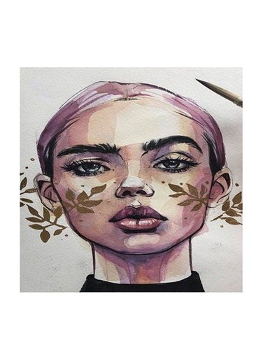 Girl With Roses Mdf Wall Art Multicolour 30x30cm