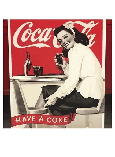 Coca Cola Themed Wall Art Red/White/Black 30x30cm