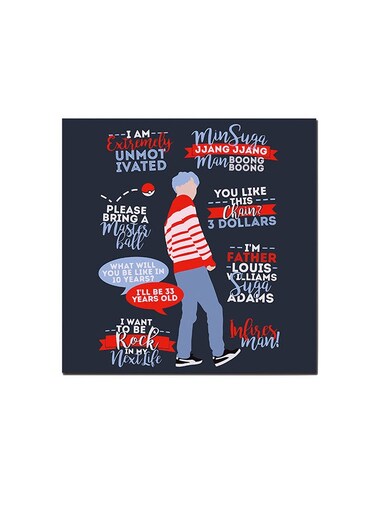 Suga BTS Squad Wall Art Painting Blue/Red/White 30 x 30cm