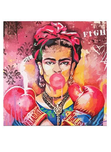Frida Kahlo Painter Themed Wall Art Pink/Yellow/Blue 30x30cm