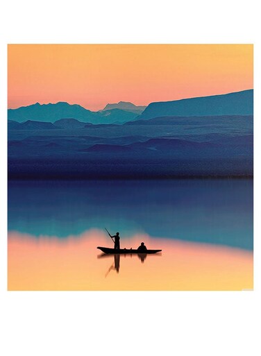 Boat Themed Printed MDF Wall Art Blue/Orange/Yellow 30x30cm