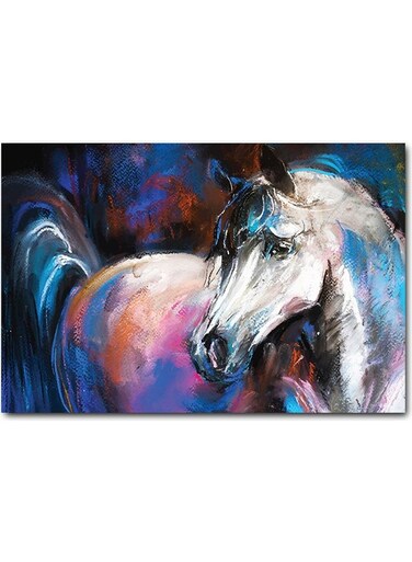 White Horse Wall Art Multicolour 40x60cm