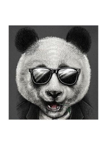 Funny Panda MDF Wall Art Multicolour 30x30centimeter