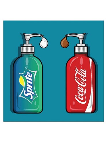 Coca Cola And Sprite Themed Wall Art Blue/Red/Green 30x30cm