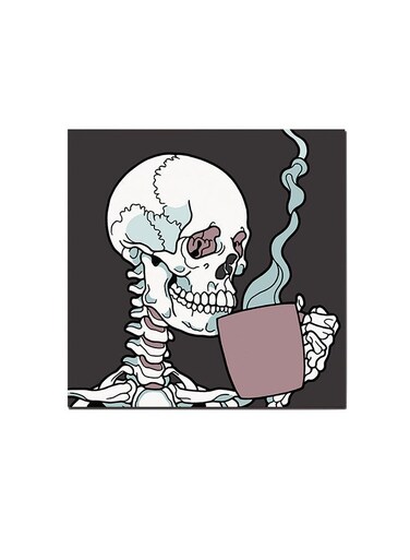 Skeleton And Coffee Wall Art Painting Multicolour 30 x 30centimeter