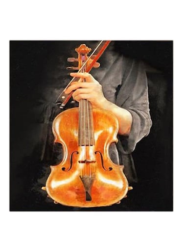 Abstract Cello MDF Wall Art Black/Orange