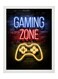 Gaming Zone Neon Wall Art Poster Frame 21x30 cm