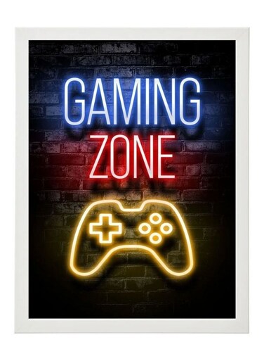 Gaming Zone Neon Wall Art Poster Frame 21x30 cm