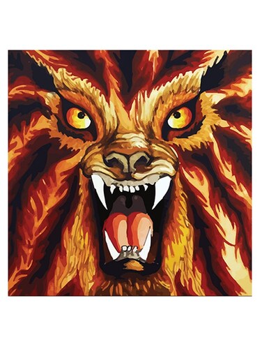 Dragon Themed Wall Art Brown/White 30x30cm