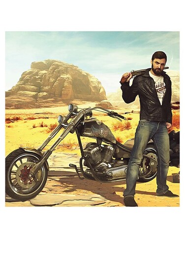 Biker Themed Wall Art Yellow/Beige/Black 30x30cm