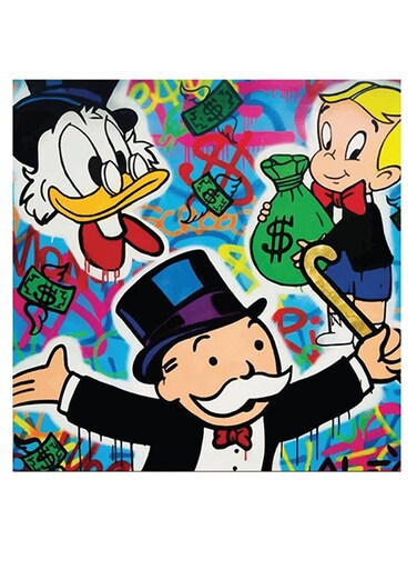 Monopoly Themed Wall Art White/Black/Blue 30x30cm
