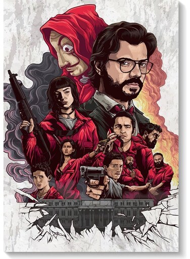 La Casa De Papel Themed Wall Art Painting Multicolour 40x60cm