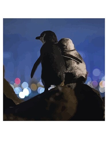 Bird Themed Wall Art Blue/White/Black 30x30cm