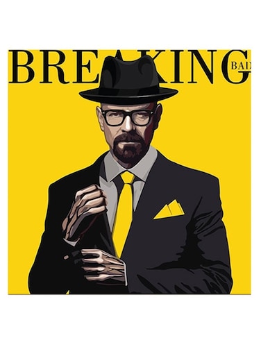 Walter White Breaking Bad Series Themed Wall Art Yellow/Black/Grey 30x30cm