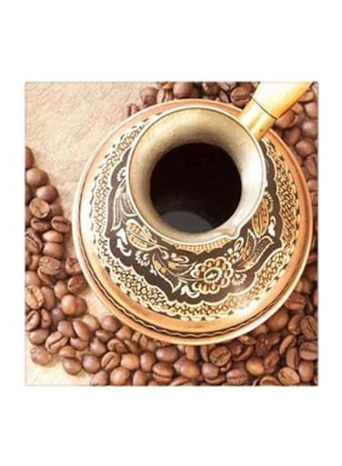 Coffee MDF Wall Art Painting Gold/Brown 30x30cm