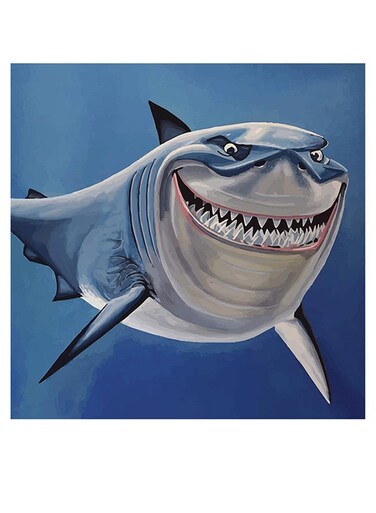Shark Themed Wall Art Blue/Grey/Black 30x30cm