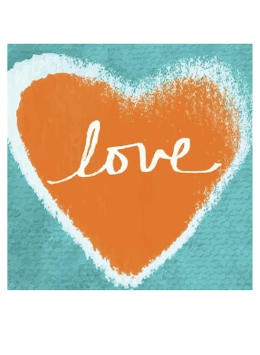 Love Themed Wall Art Blue/Orange/White 30x30cm