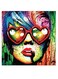 Woman Themed Wall Art Blue/Red/Purple 30x30cm