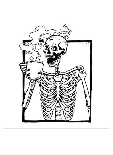Skeleton Themed Wall Art Black/White 30x30cm