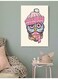 Owl Printed Wall Art Beige/Grey/Pink 40x60cm