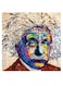 Einstein Themed Wall Art Beige/Blue/Brown 30x30cm
