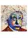 Einstein Themed Wall Art Beige/Blue/Brown 30x30cm