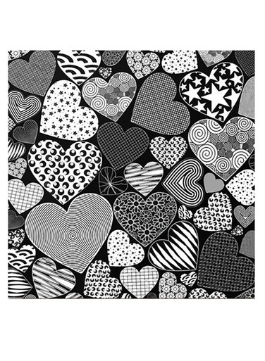 Hearts Themed Wall Art White/Black/Grey 30x30cm
