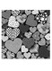 Hearts Themed Wall Art White/Black/Grey 30x30cm