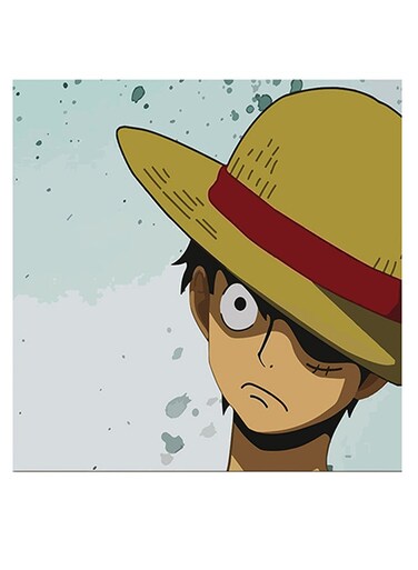 Luffy Themed Printed MDF Wall Art Cyan/Green/Beige 30x30cm
