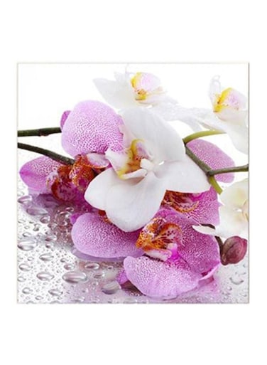 Pink Flower MDF Wall Art White/Purple 30x30cm