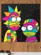 Rick And Morty Themed Wall Art Green/Pink/Black 30x30cm