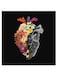 Heart Themed Wall Art Black/Grey/Yellow 30x30cm