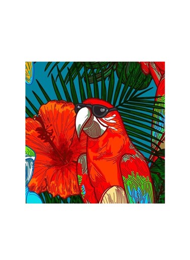 Funny Parrot Mdf Wall Art Multicolour 30x30cm