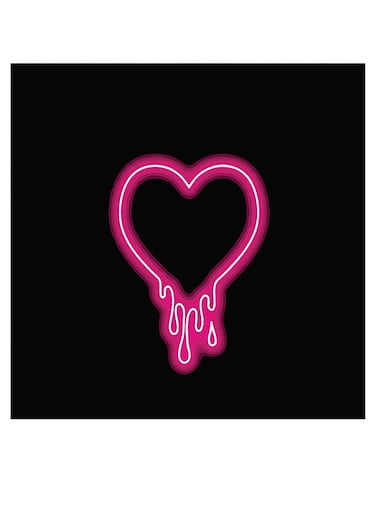 Love Heart Themed Wall Art Black/Pink/White 30x30cm