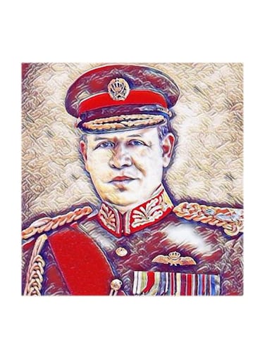 King Abdullah of Jordan MDF Wall Art Multicolour 30x30cm