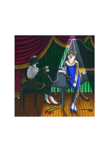 Cabaret Cats Mdf Wall Art Multicolour 30x30centimeter