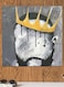 King Themed Wall Art Grey/Yellow/Black 30x30cm