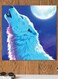 Wolf Printed Wall Art Blue/White 30x30cm