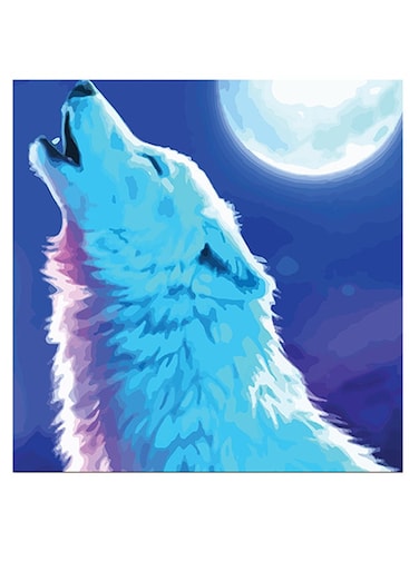 Wolf Printed Wall Art Blue/White 30x30cm