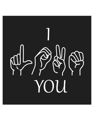 I Love You Themed Wall Art Black/White 30x30cm