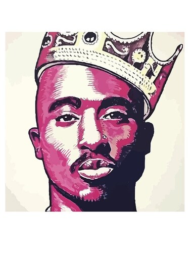 2Pac Printed Wall Art Purple/White/Gold 30x30cm