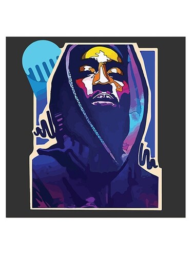2Pac Printed Wall Art Blue/Black/White 30x30cm