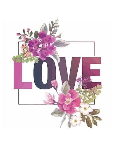 Love Themed Wall Art Pink/Green/White 30x30cm