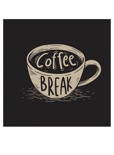 Coffee Lovers Themed Printed MDF Wall Art Black/Beige 30x30cm